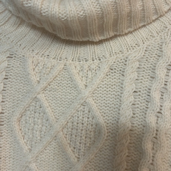 Woolovers cream Aran cable and ribbed turtleneck S wool fisherman chunky - Picture 3 of 6